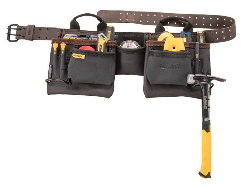 DeWalt DWST50112-1 Läderverktygsbälte med 2 fickor, 12 fack