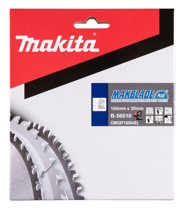 Makita Sågklinga Makblade+ T.C.T 165x20 mm 64T – Fina Sågsnitt i Trä