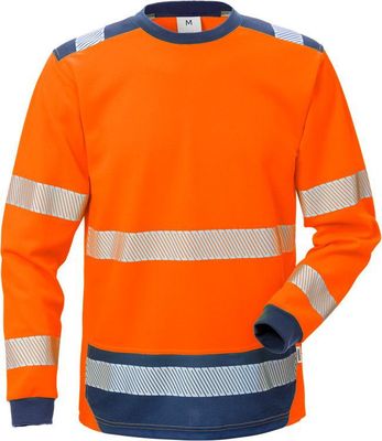 Fristads Varsel Långärmad T-shirt 7724 THV, klass 3 Varsel Orange/Marinblå Strl: M