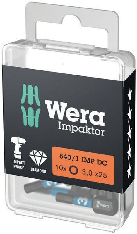 Wera 840/1 IMP DC Hex-Plus DIY Impaktor-bits 10st