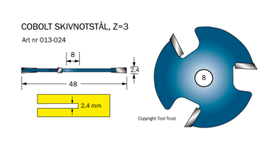 Cobolt Notskiva 2,4 mm 3-skär D=48
