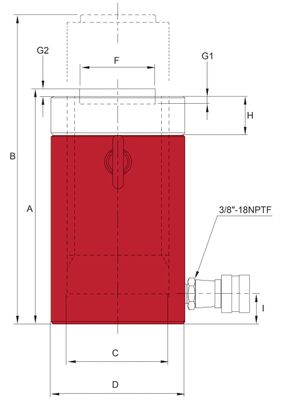 BVA cylinder med låsmutter 50 ton slag 150 mm