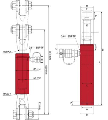 BVA dragcylinder 2,5 ton slag 127 mm