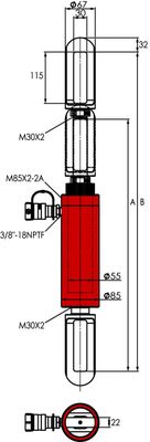 BVA dragcylinder 30 ton slag 154,5 mm