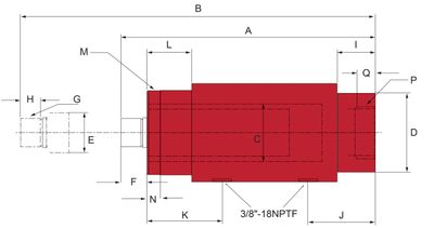 BVA precisioncylinder dubbelverkan 15 ton höjd 490-750 mm