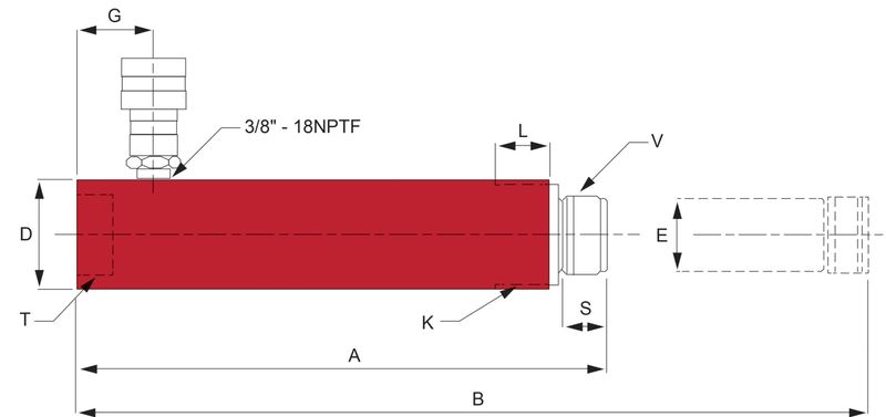BVA tryckcylinder 10 ton slag 151 mm portopower