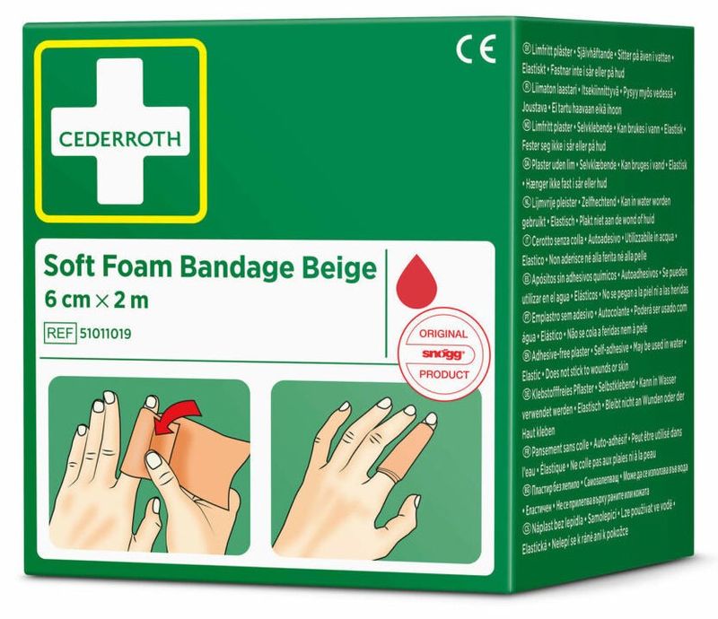 Cederroth Soft Foam Bandage Beige – 2 m, Självhäftande