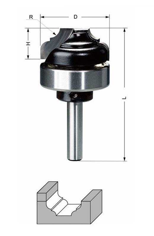 Delver Dekorfräs 22x12,7xR3,2x59 S=8