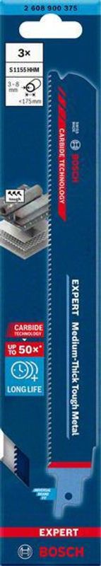 Bosch Expert ‘Medium-Thick Tough Metal’ S 1155 HHM tigersågblad 225mm 3st CARBIDE