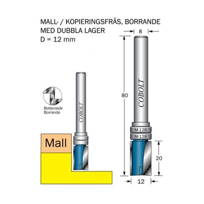 Cobolt Mallfräs 2 lager D12 L20 S8
