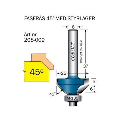 Cobolt Fasfräs 45° F9 D25 S8