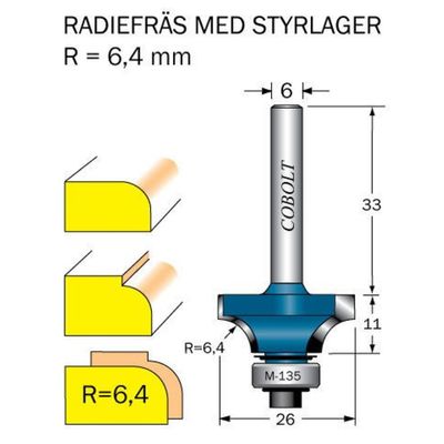 Cobolt Avrundningsfräs R6,4 D25,8 S6