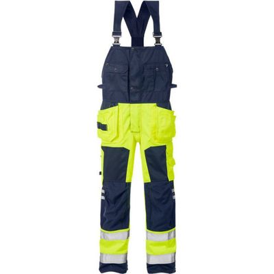 Fristads Varsel Hängslebyxa 1014 PLU, klass 2 Varsel Gul/Marinblå