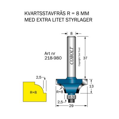 Cobolt Kvartsstavfräs R8 D29 S8