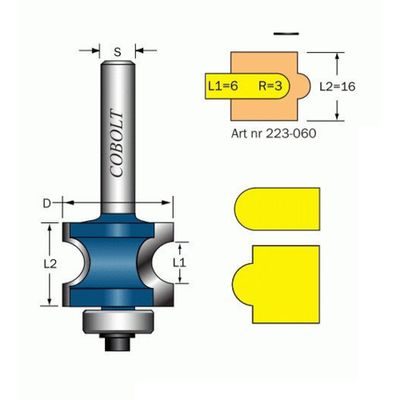 Cobolt Halvstavfräs R3 D22 S8