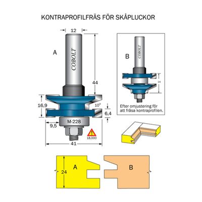Cobolt Kontraprofilfräs 10° D41 not 6,4 S12