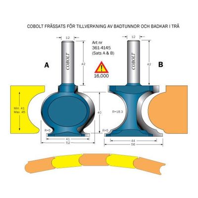 Cobolt Badtunnefrässats R18,3 S12