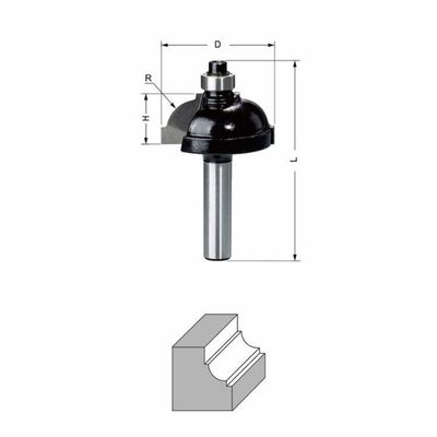 Delver Kantprofilfräs Ø31,8 mm – 31,8x15xR8x59, skaft 8 mm