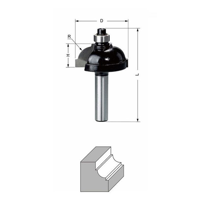 Delver Kantprofilfräs Ø31,8 mm – 31,8x15xR8x59, skaft 8 mm