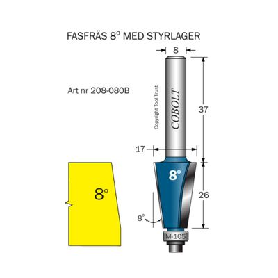 Cobolt Omvänd fasfräs 8° D17 S8