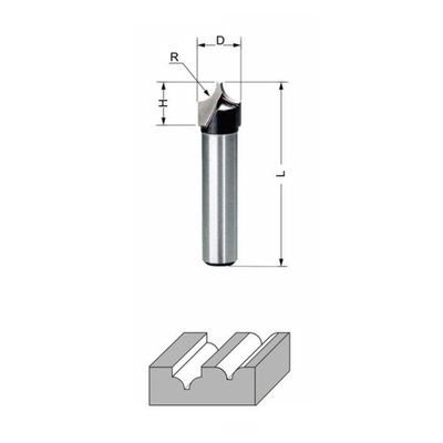 Delver Mallfräs Ø9,5 mm – 9,5x9,5xR4x45, skaft 8 mm