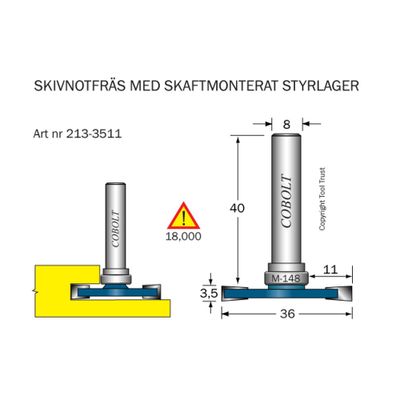 Cobolt Skivnotfräs L3,5 F11 D36 S8