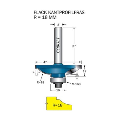 Cobolt Kantprofilfräs R18 D47 F15,5 S8