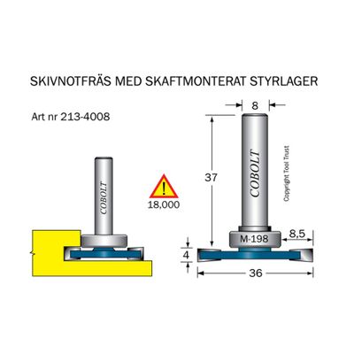 Cobolt Skivnotfräs L4 F8,5 D36 S8