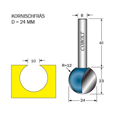 Cobolt Kornischfräs D24 L23 R12 S8