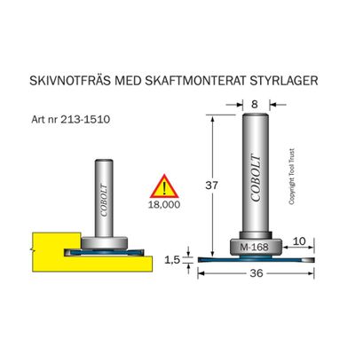 Cobolt Skivnotfräs L1,5 F10 D36 S8