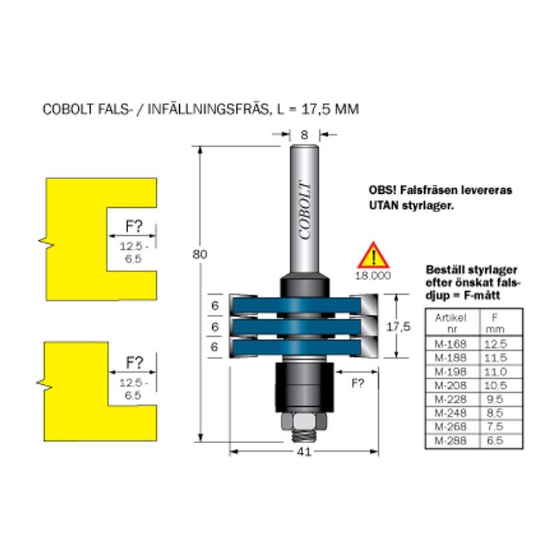 Cobolt Falsfräs L17,5 D41 S8