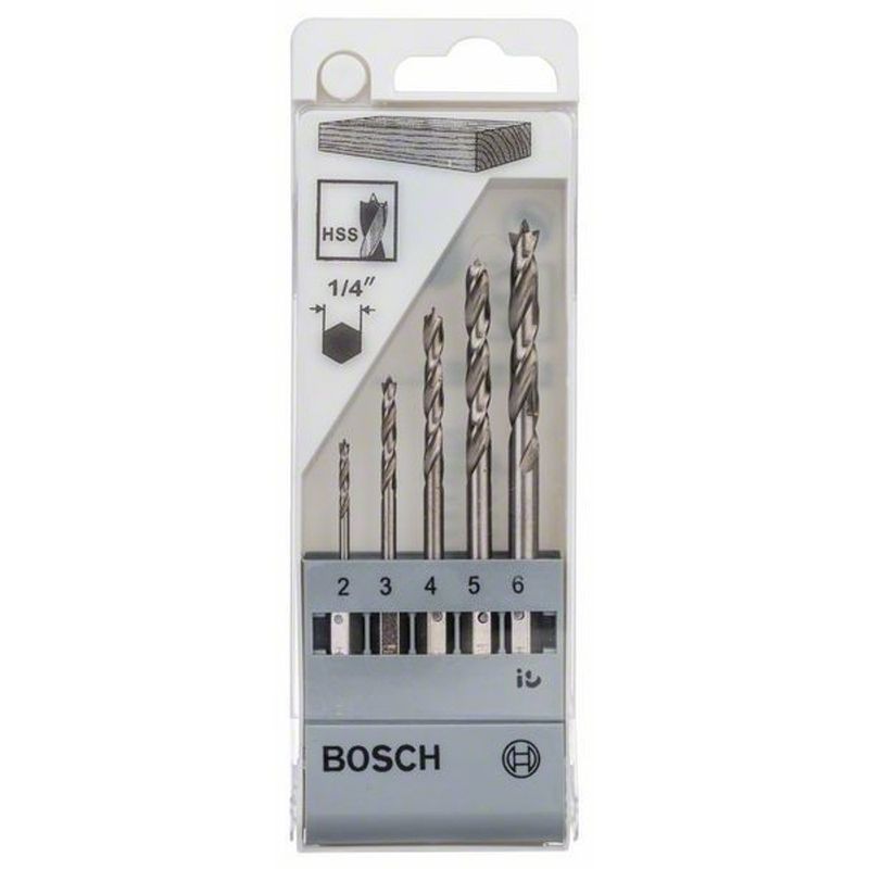 Bosch träspiralborrsats 1/4 6-kant 2,3,4,5,6 mm 5-delar