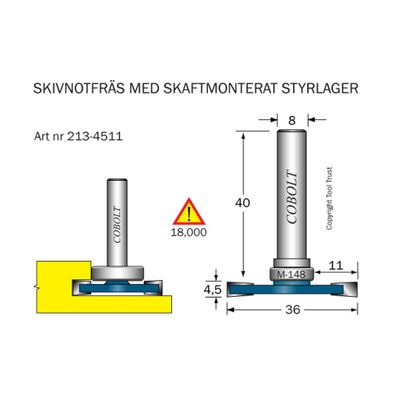 Cobolt Skivnotfräs L4,5 F11 D36 S8