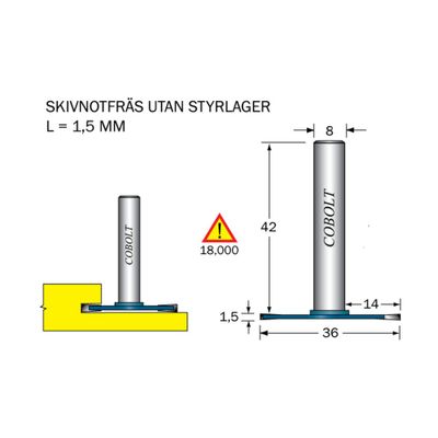 Cobolt Skivnotfräs L1,5 D36 S8