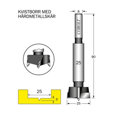Cobolt HM Kvistborr D25 S8 TL90