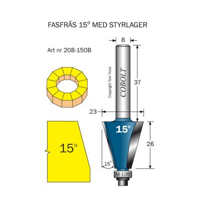 Cobolt Omvänd fasfräs 15° D23 S8