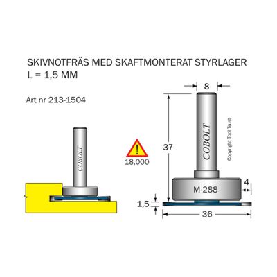 Cobolt Skivnotfräs L1,5 F4 D36 S8