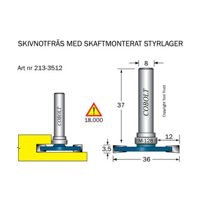 Cobolt Skivnotfräs L3,5 F12 D36 S8
