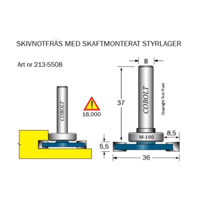 Cobolt Skivnotfräs L5,5 F8,5 D36 S8