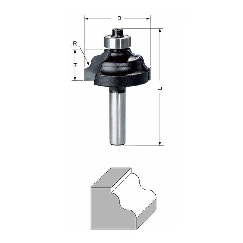Delver Profilfräs Ø31,8 mm – 31,8x16xR3,2x60, skaft 8 mm