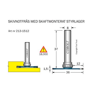 Cobolt Skivnotfräs L1,5 F12 D36 S8