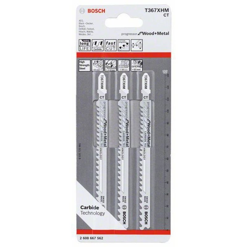 Bosch T 367 XHM sticksågblad trä & metall 3 st