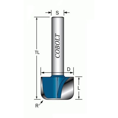 Cobolt Kanal-/skålfräs D16 R4 S8