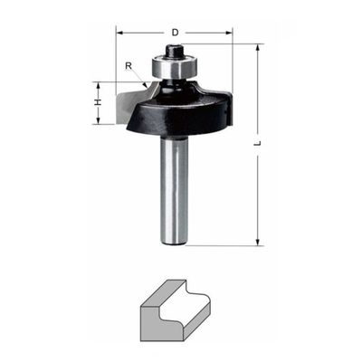 Delver Kantprofilfräs Ø32,7 mm – 32,7x12,7xR3/R2x58, skaft 8 mm
