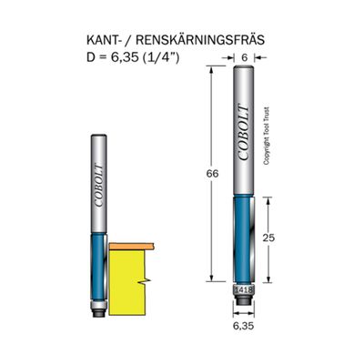 Cobolt Kantfräs D6,35 L25 S6 litet lager