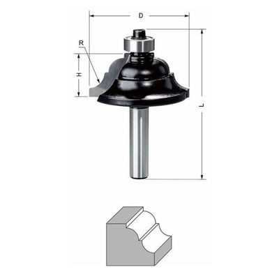Delver Kantprofilfräs Ø41,3 mm – 41,3x19xR6,35x66, skaft 8 mm