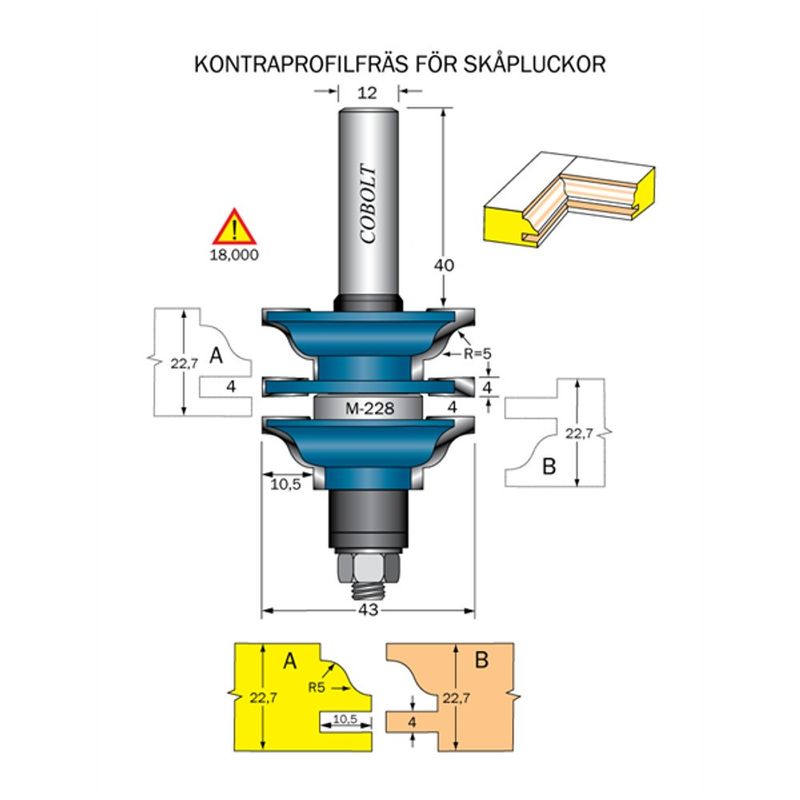 Cobolt Kontraprofilfräs R5 D43 not 4 S12 (326-905)