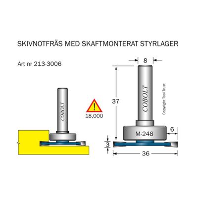 Cobolt Skivnotfräs L3 F6 D36 S8