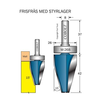 Cobolt Frisfräs vertikal 15° m lager D26 S8