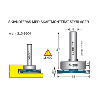 Cobolt Skivnotfräs L3,6 F4 D36 S8